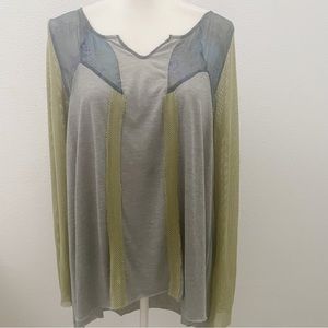 Aratta Silent Journey green mesh sleeve long sleep top size Medium